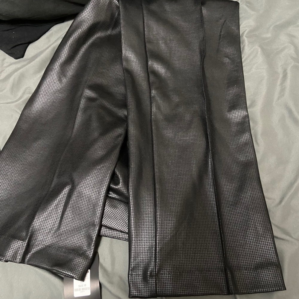 Faux leather wide pants
